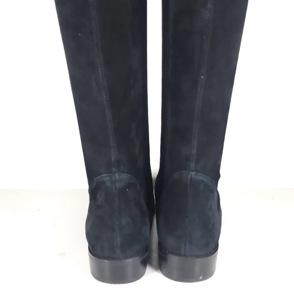 Stuart Weitzman Women's Lilene US 9 Black Suede Stretch Pull On Knee High Boots